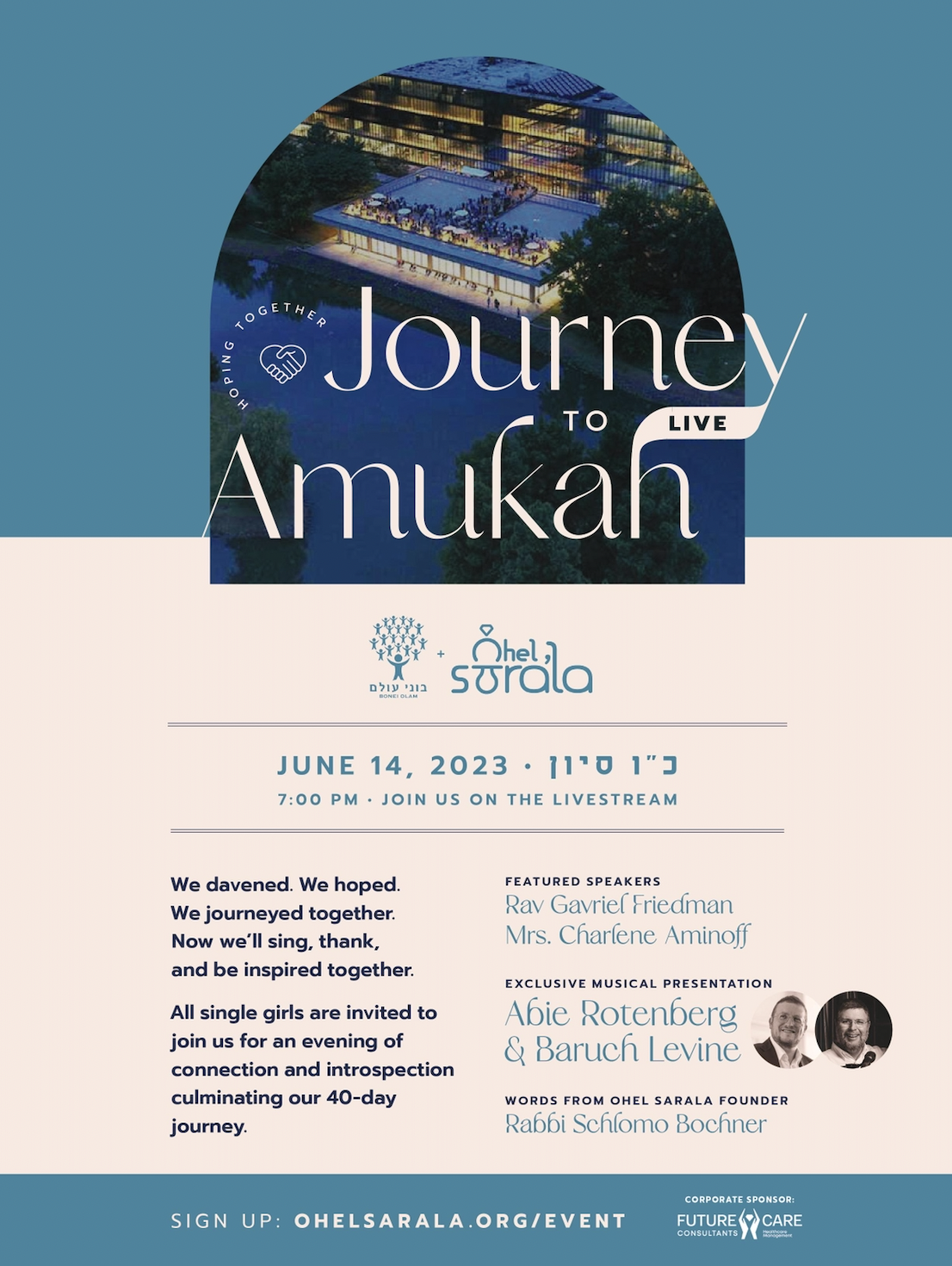 Join Us TONIGHT Ohel Sarala's Journey To Amukah 100 Seats Just Opened